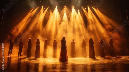 The beams from the spotlights are actors on this stage