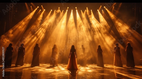 The beams from the spotlights are actors on this stage