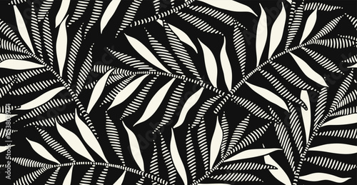 Abstract floral palm leaves seamless pattern Matisse style.