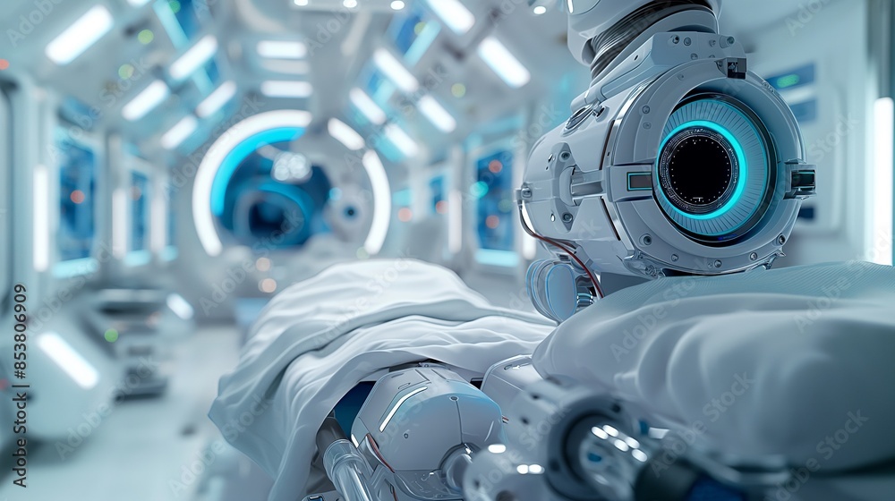 Fototapeta premium Advanced Robotic Surgery in Futuristic Operating Room