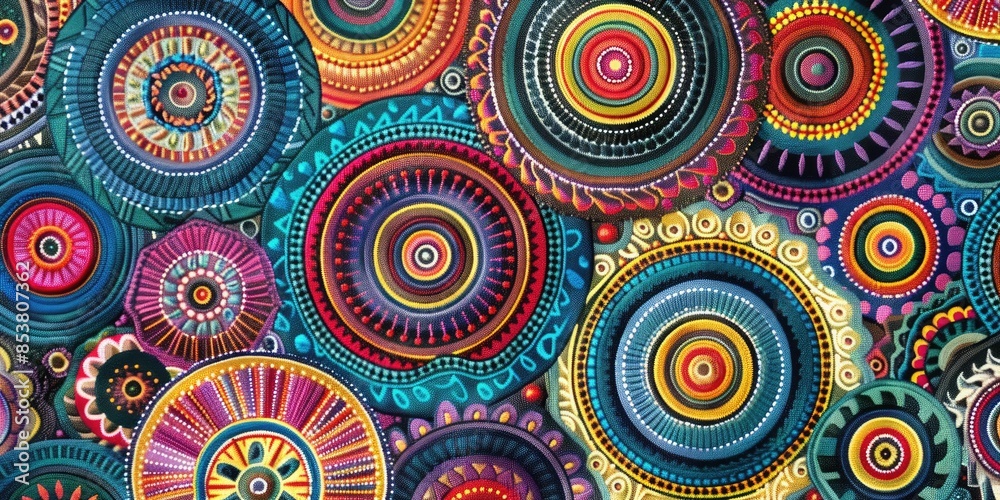 Multicolored Circular Embroidery Design.