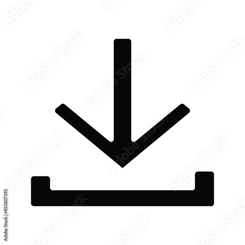 Black download icon single. Download button in black. Download files icons vector. simple black download icon isolated on white background. Arrow downloading icon. Vector illustration.