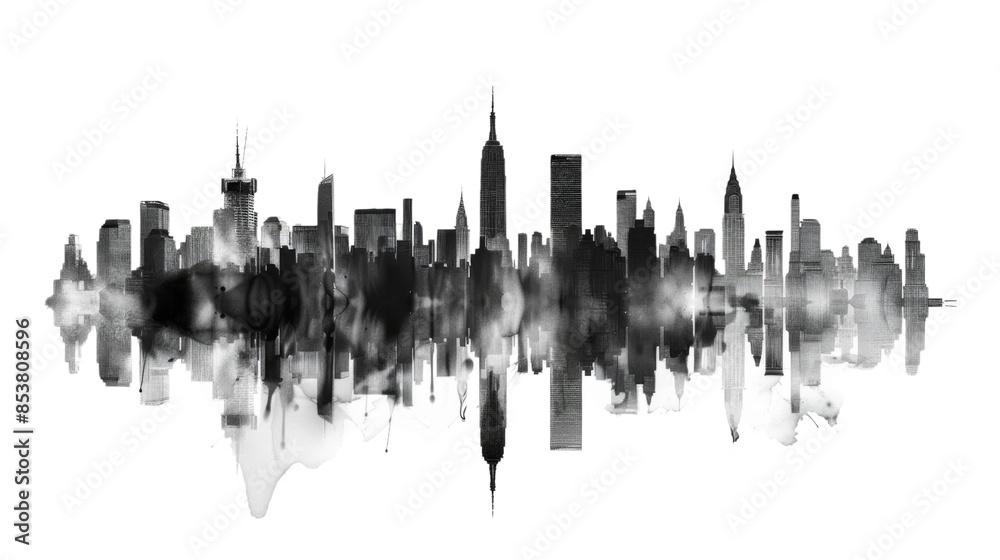 Obraz premium Silhouette of Chicago skyline on white background