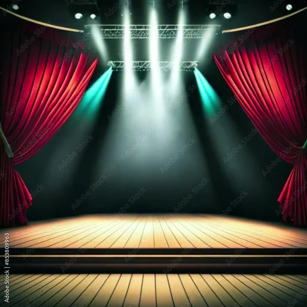 Empty Stage Illuminated by Bright Spotlights in a Dramatic Style with ...