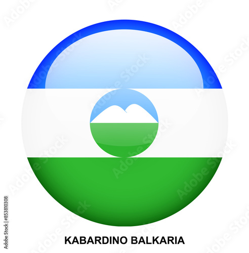 KABARDINO BALKARIA flag button on white background
