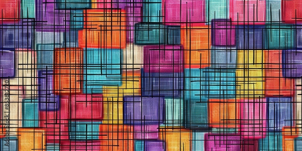 Fototapeta premium a image of a colorful abstract pattern with squares and lines