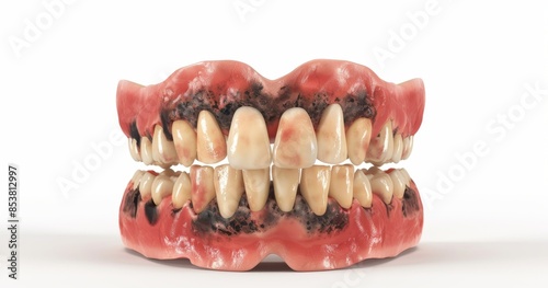 Dental periodontal disease and gum recession. Medically accurate 3D illustration