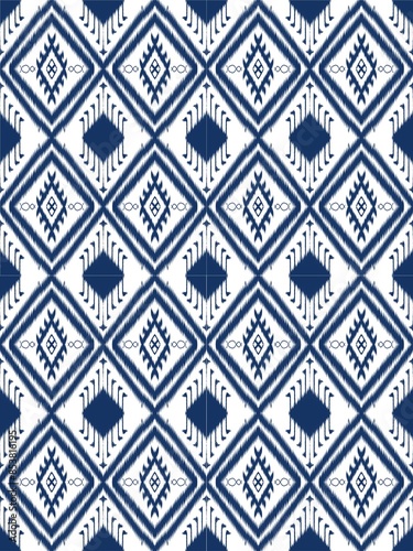 Ethnic abstract ikat art. Aztec ornament print. geometric ethnic pattern seamless color oriental. Design for background ,curtain, carpet, wallpaper, clothing, wrapping, Batik, vector illustration.