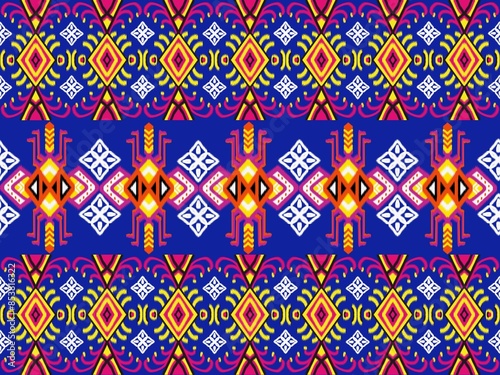 Ethnic abstract ikat art. Aztec ornament print. geometric ethnic pattern seamless color oriental. Design for background ,curtain, carpet, wallpaper, clothing, wrapping, Batik, vector illustration.