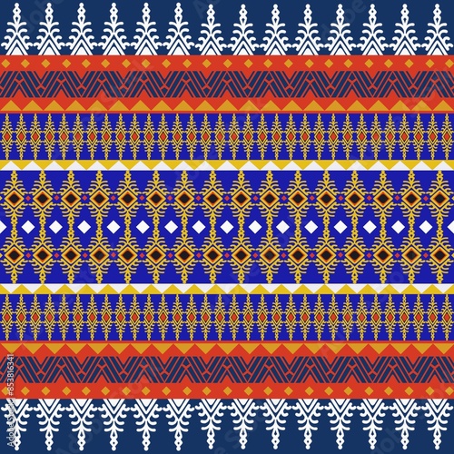 Ethnic abstract ikat art. Aztec ornament print. geometric ethnic pattern seamless color oriental. Design for background ,curtain, carpet, wallpaper, clothing, wrapping, Batik, vector illustration.