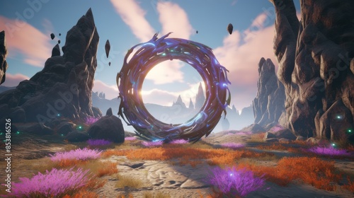 Portal on a alien planet. Generative AI