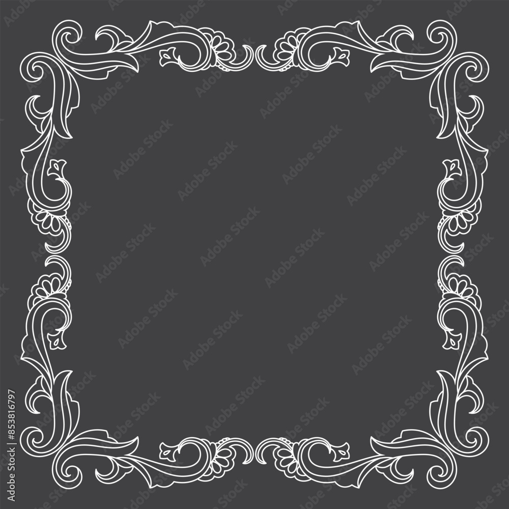 Decorative frame Elegant element for design. Floral black and white border. Lace illustration for invitations and greeting cards. - Vector. Decorative frame Elegant element for design. Floral black and white border. Lace illustration for invitations and greeting cards. - Vector.