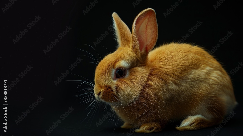 Fototapeta premium Adorable Baby Rabbit in Profile View, Generative AI