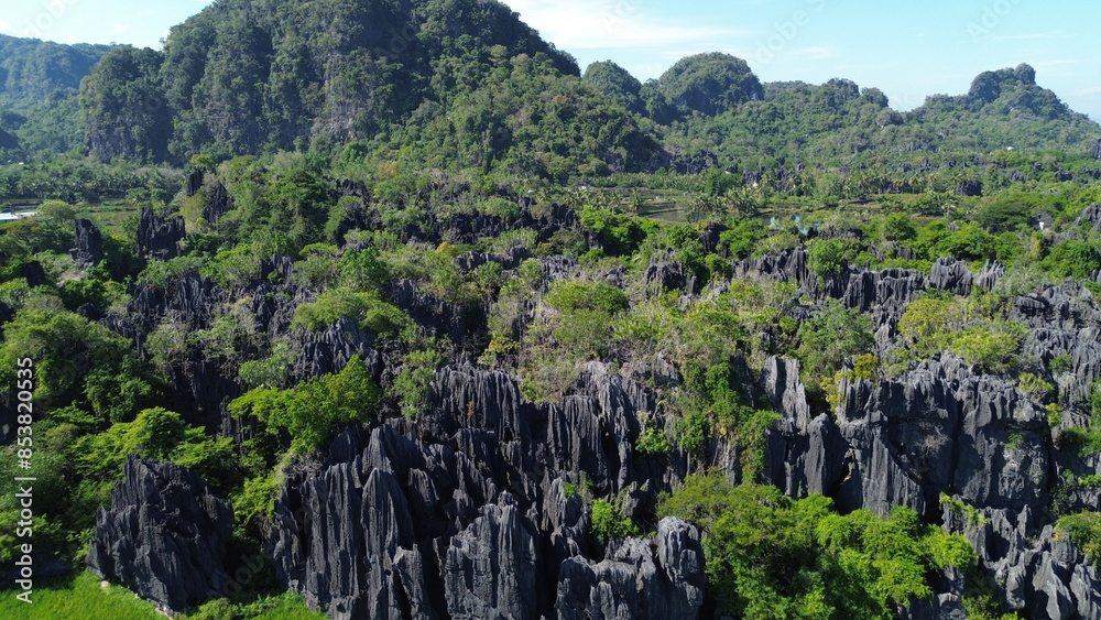 landscape with sky with Kars at Rammang-rammang landscape with sky with Kars at Rammang-rammang