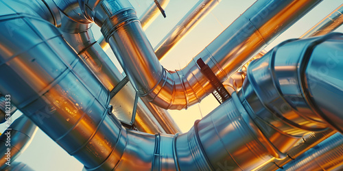 Heavy-duty industrial pipes in a manufacturing plant with robust infrastructure and large diameter pipelines


