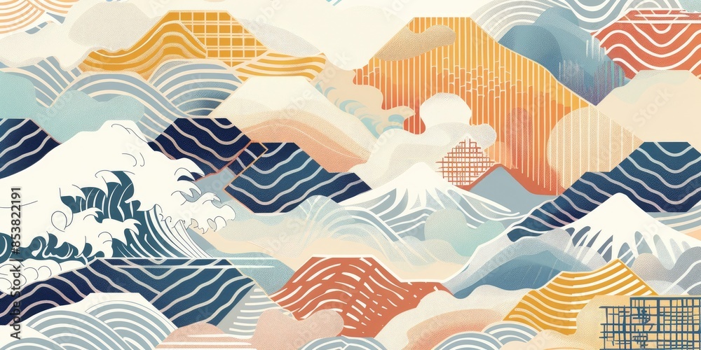 Colorful Geometric Waves Design