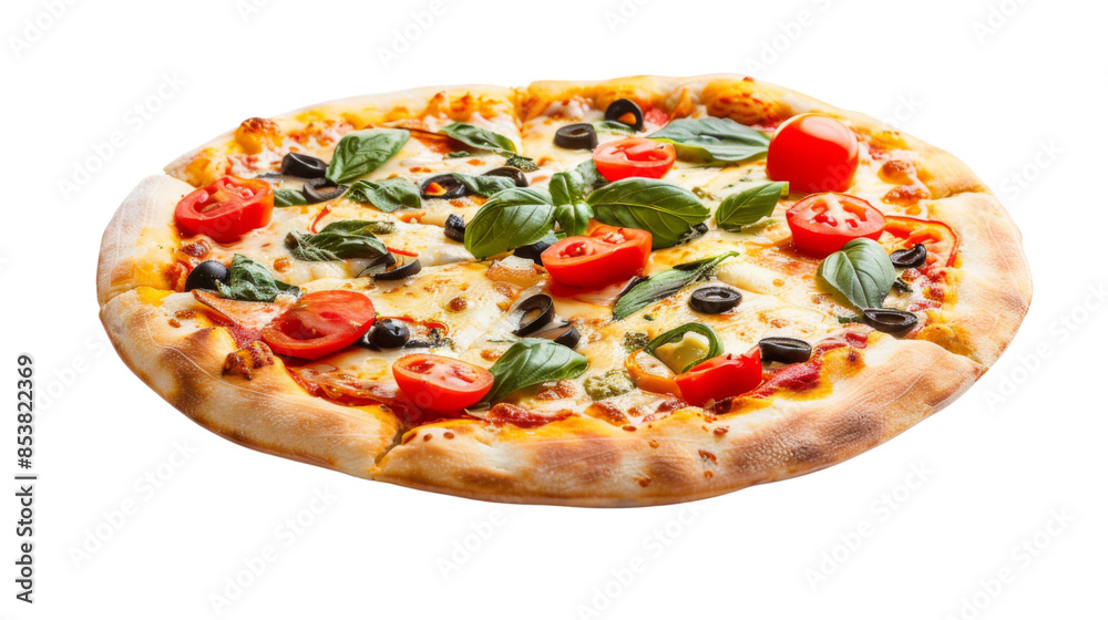 Pizza for vegetarian, vegan, on white background Pizza for vegetarian, vegan, on white background