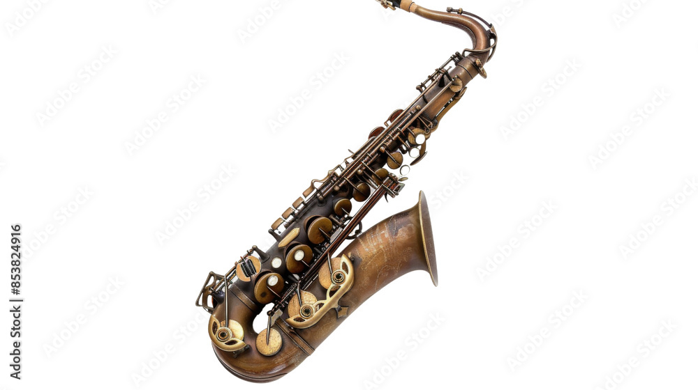 Naklejka premium Saxophone instrument on white background 