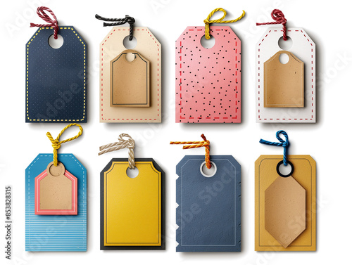 Set of beautiful Labels and Tags isolated on a transparent PNG background. 
