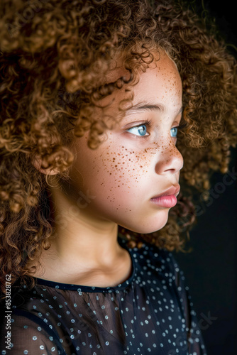 Curly girl with freckles
