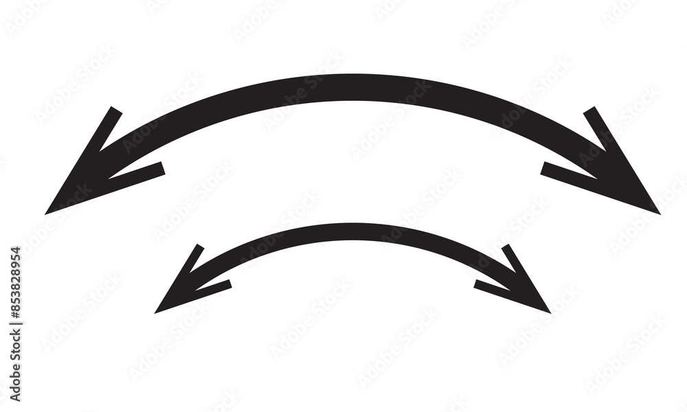 Dual sided black arrow vector, icon, silhouette design. Semicircular curved thin, long double ended black arrow vector design for website, app and logo design .isolated on white background. Vector . Dual sided black arrow vector, icon, silhouette design. Semicircular curved thin, long double ended black arrow vector design for website, app and logo design .isolated on white background. Vector .