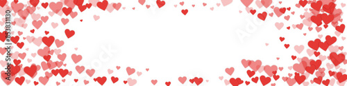 Red hearts scattered on white background.