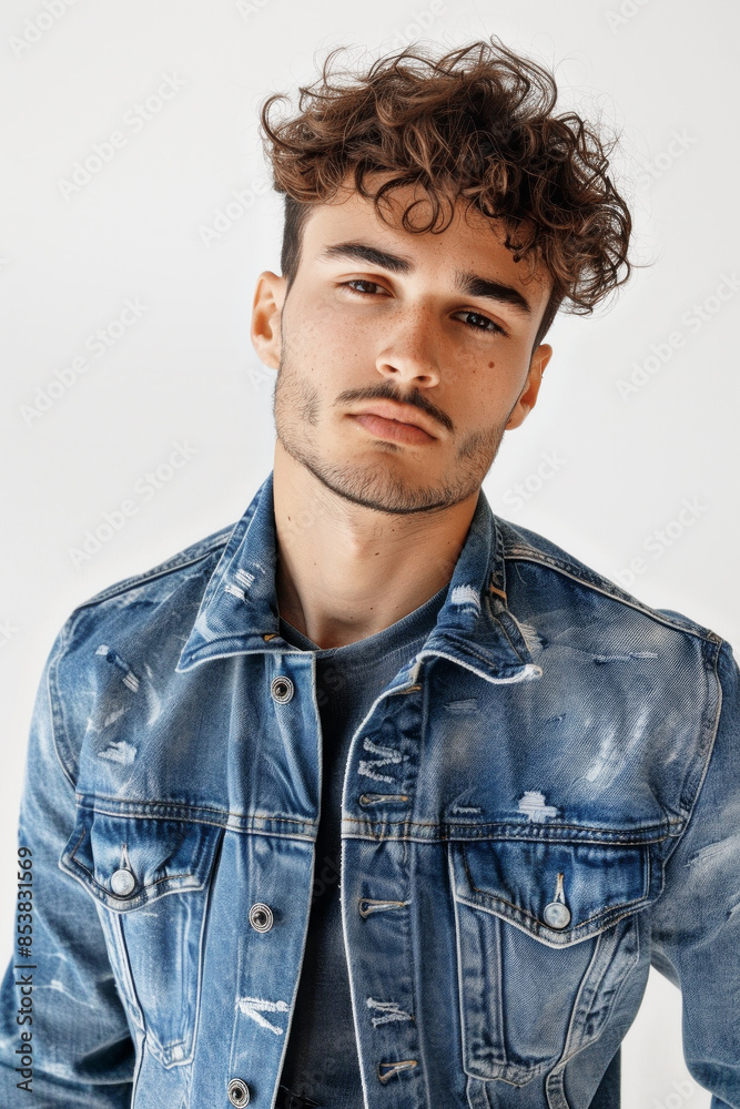 Aesthetic fashion magazine photo. Model in stylish jeans look. Ideal concept for social media, fashion bloggers. Aesthetic fashion magazine photo. Model in stylish jeans look. Ideal concept for social media, fashion bloggers.