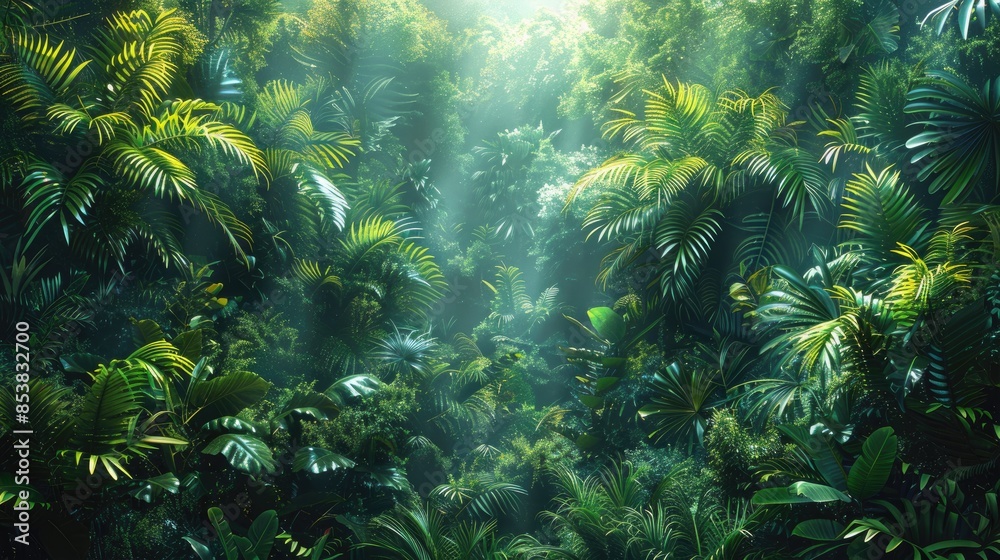 Dense jungle canopy with abundant foliage Dense jungle canopy with abundant foliage