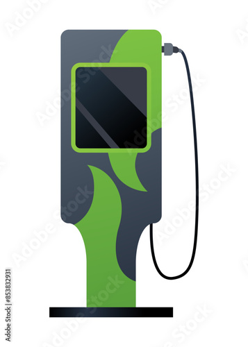 Car charger icon. Electromobile charging station, alternative fuel. Ev electric, clean energy of the future. Vector illustration in flat style, modern design