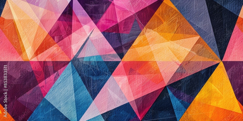 Colorful Triangular Pattern with Grunge Texture Colorful Triangular Pattern with Grunge Texture