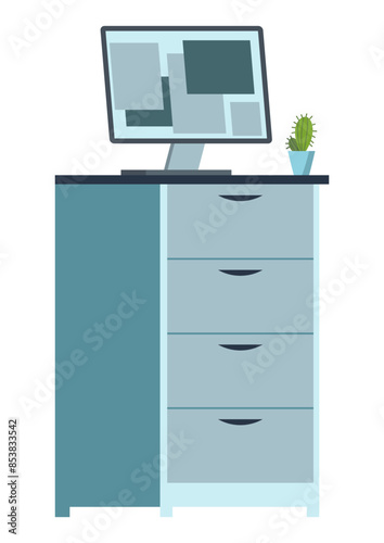 Science researching chemical lab element. Professional work of scientific research. Molecular engineering vector concept. Modern scientific or chemistry classroom interior design symbol
