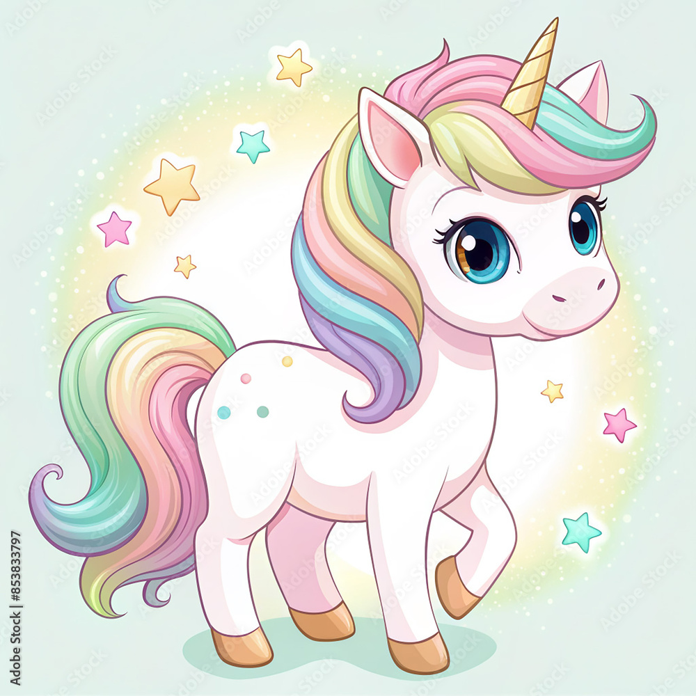 A cartoon image of a unicorn with the words unicorn on it