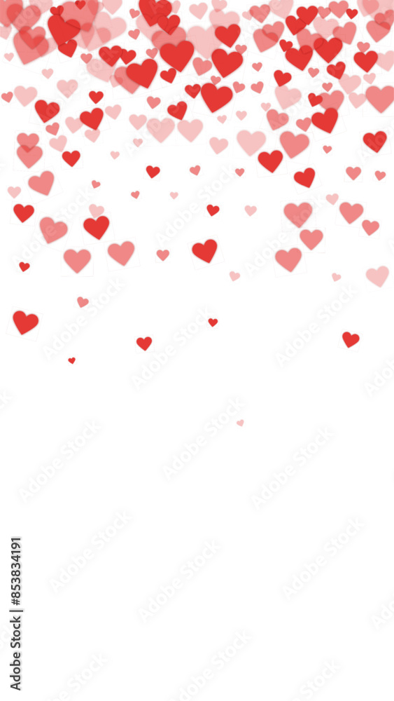Red hearts scattered on white background.