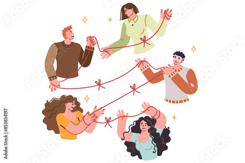 Networking for people holding rope who want to establish social connections and gain useful contacts