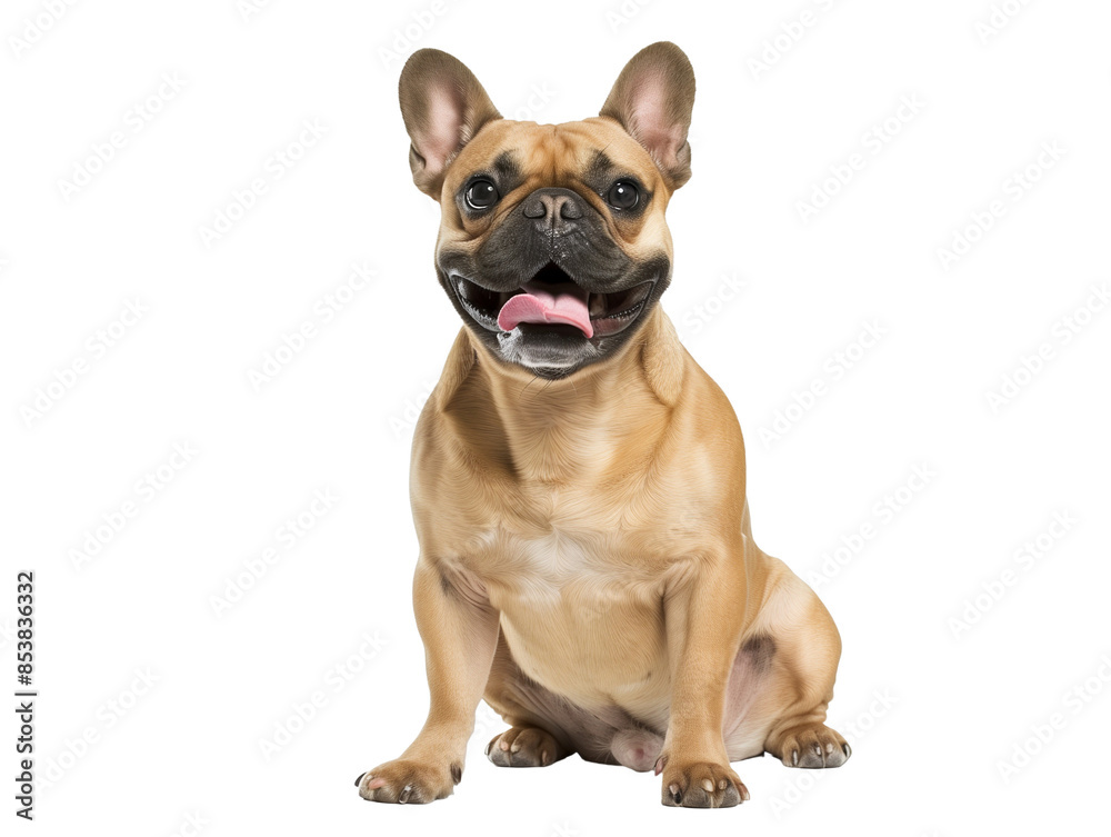 Obraz premium Full body shot of French Bulldog dog, sitting, smiling.