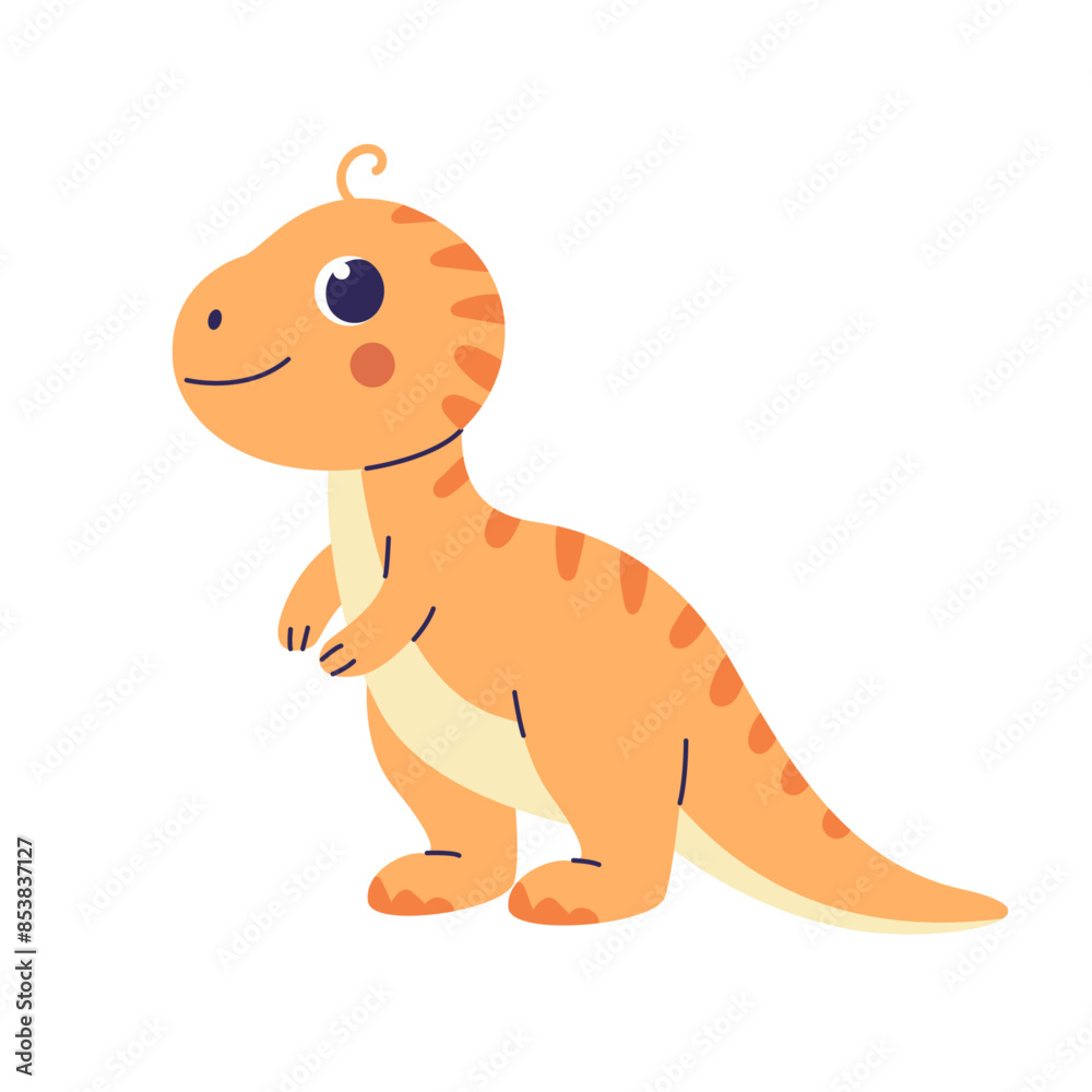 Childrens dinosaurs. Yellow dino isolated on white background. Animal character in childish style.
