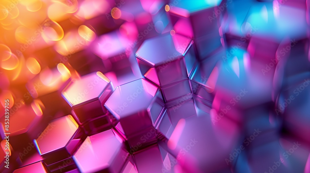 3d render of colorful abstract background with hexagon shapes 3d render of colorful abstract background with hexagon shapes