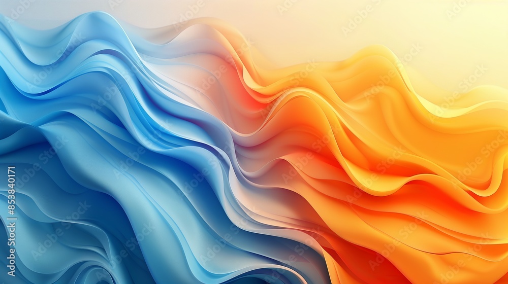 Abstract background with waves and gradients in blue, orange and yellow colors, light background Abstract background with waves and gradients in blue, orange and yellow colors, light background