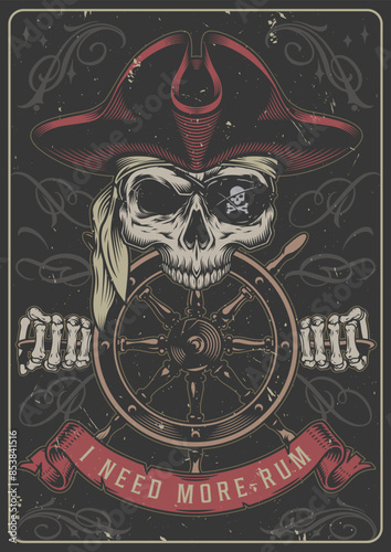 Adventures pirates vintage sticker colorful