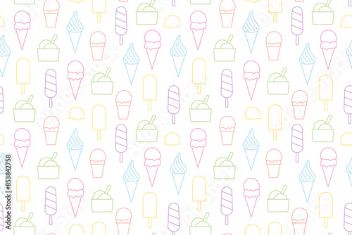 summer seamless ice cream pattern, great for wrapping, textile, wallpaper, greeting card- vector illustration