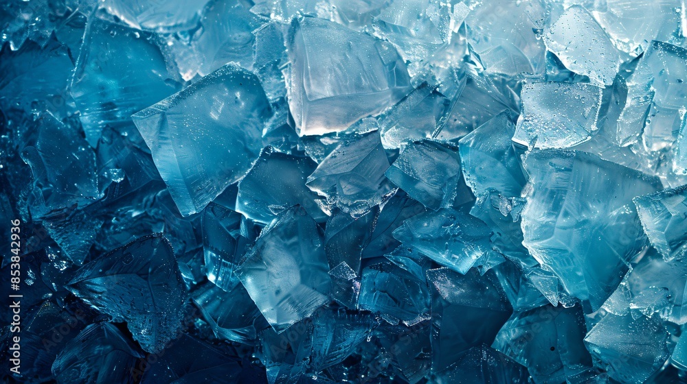 Ice chunks close-up on table Ice chunks close-up on table