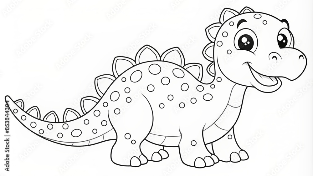 Fototapeta premium Line Drawing of Dinosaur. Coloring Dinosaur. Children's coloring books.