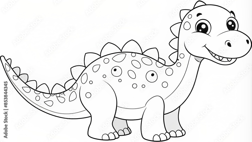 Fototapeta premium Line Drawing of Dinosaur. Coloring Dinosaur. Children's coloring books.
