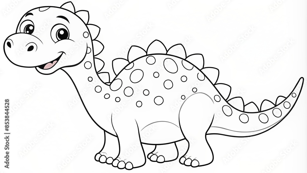 Fototapeta premium Line Drawing of Dinosaur. Coloring Dinosaur. Children's coloring books.