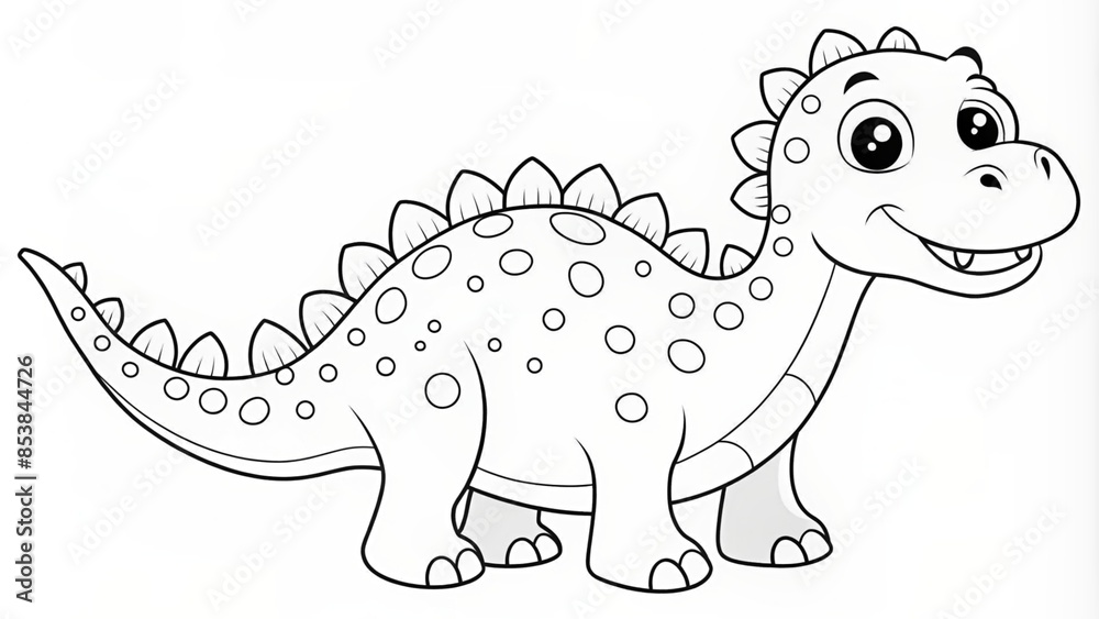 Fototapeta premium Line Drawing of Dinosaur. Coloring Dinosaur. Children's coloring books.