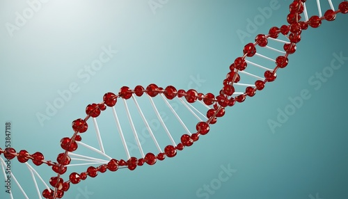 3D render dna strands helix molecule experiment illustration against a dark blur background