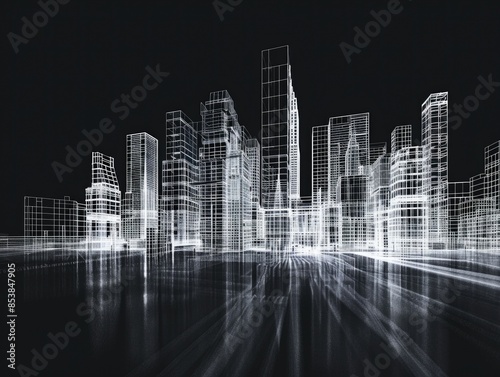 Urban landscape with buildings and streets under lights, suitable for use in illustrations about cities, urban life, or nighttime scenes