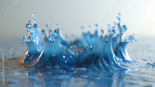 Blue water splash on white background