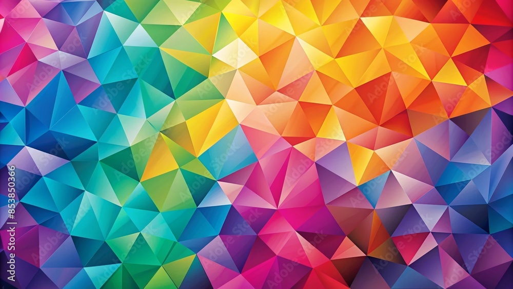 Geometric rainbow background. Colorful triangles. Abstract geometric pattern. Bright colors and triangles. Rainbow mosaic