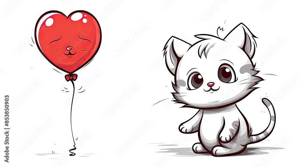 Obraz premium cat and balloon